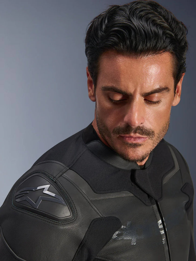 Alpinestars GP Force v2 Zwart/Zwart Leren Motorjas