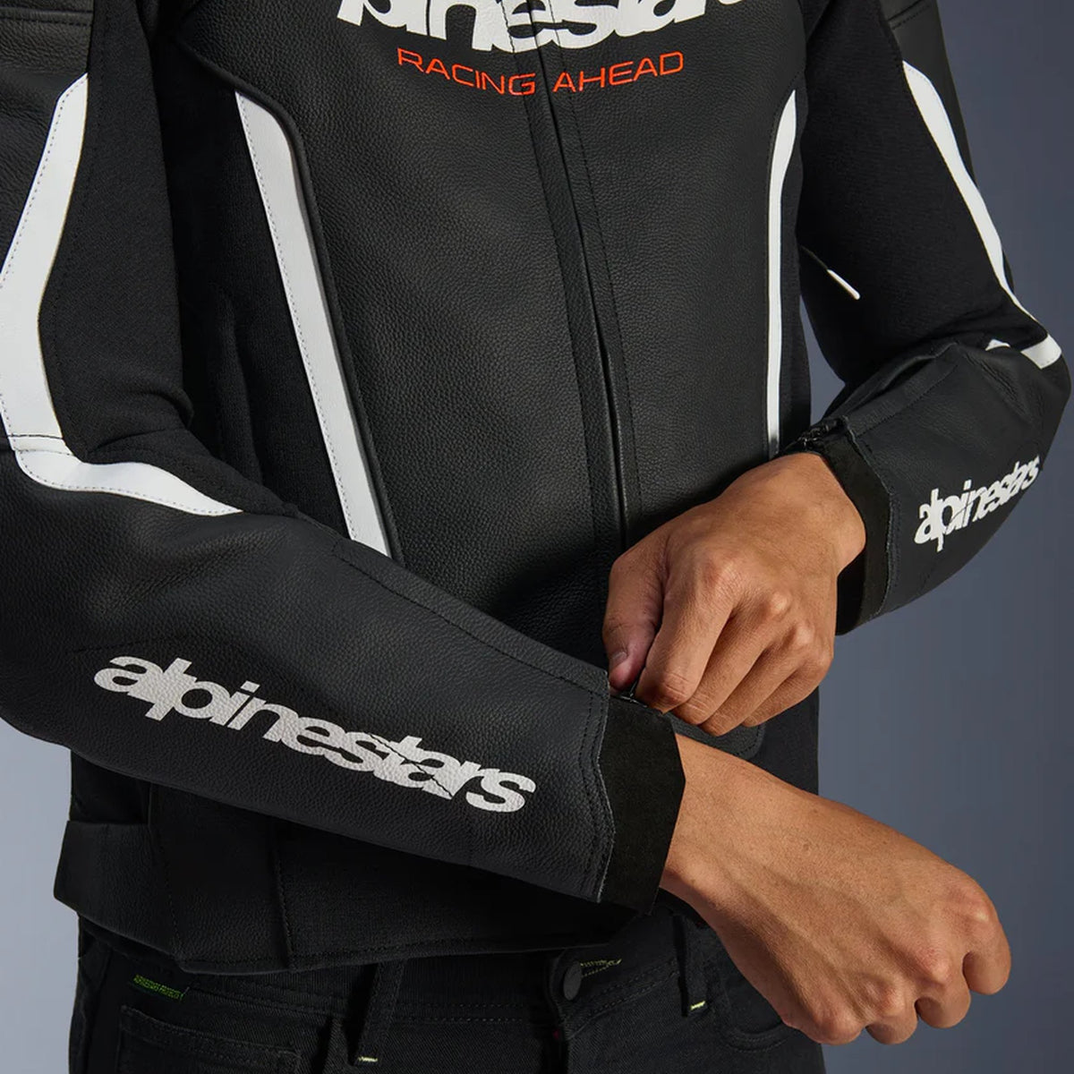 Alpinestars GP Force v2 Zwart/Wit Leren Motorjas