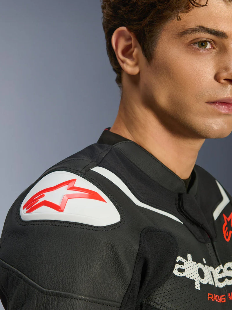 Alpinestars GP Force v2 Airflow Schwarz/Weiß Leder Motorradjacke