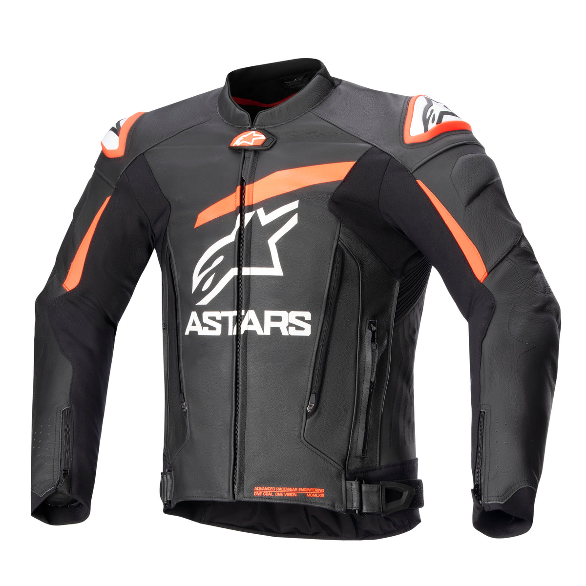 Alpinestars GP Plus R v4 Schwarz/Fluorot Leder Motorradjacke