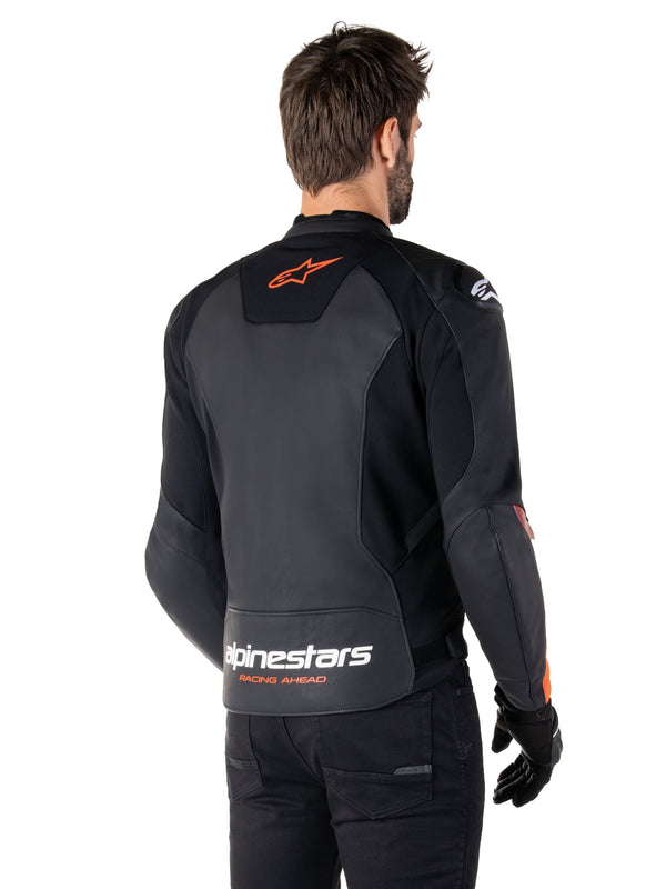 Alpinestars Faster v3 Black/Fluorescent Red Leather Motorcycle Jacket