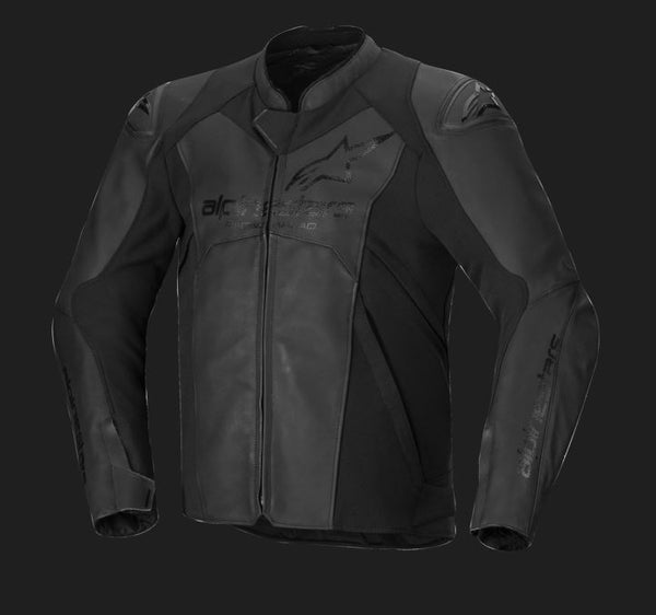 Alpinestars Faster v3 Schwarz/Schwarz Leder Motorradjacke