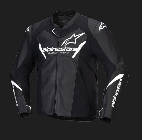 Alpinestars Faster v3 Zwart/Wit Leren Motorjas