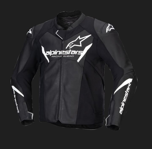 Alpinestars Faster v3 Schwarz/Weiß Motorrad-Lederjacke