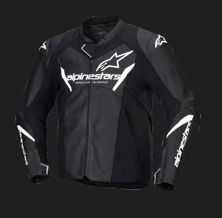 Alpinestars Faster v3 Schwarz/Weiß Motorrad-Lederjacke
