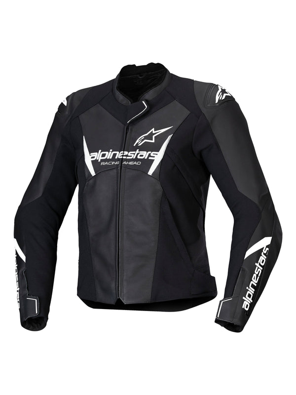 Alpinestars Faster v3 Schwarz/Weiß Motorrad-Lederjacke