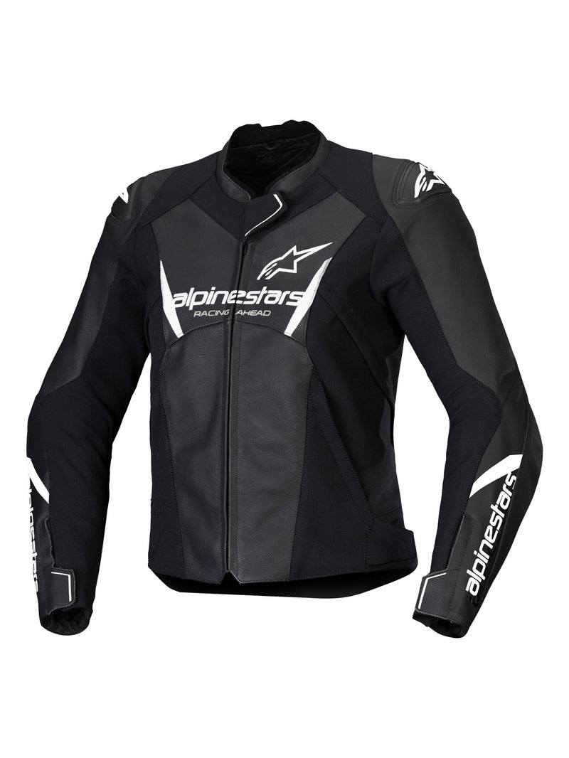 Alpinestars Faster v3 Schwarz/Weiß Motorrad-Lederjacke