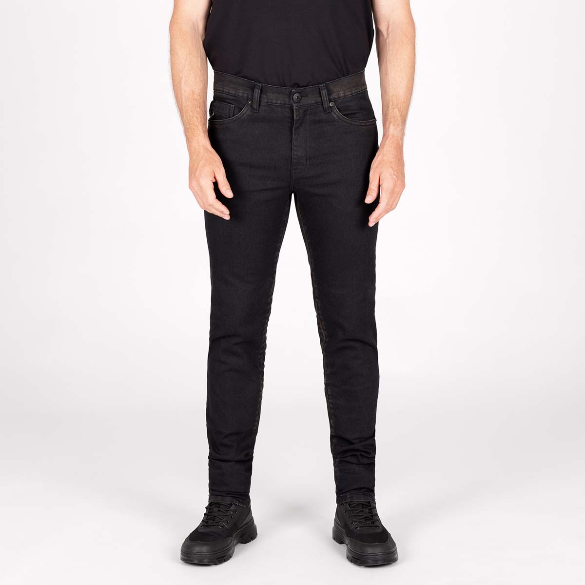 Knox Men’s Colton Slim SHORT Aged Black Rust – AA Motorjeans voor Heren