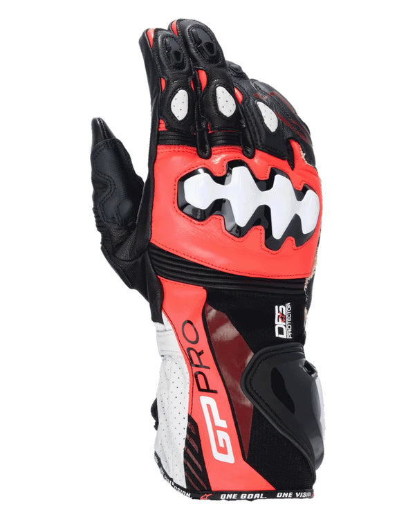 Alpinestars GP Pro v4 Schwarz/Fluorot/Weiß Motorradhandschuhe