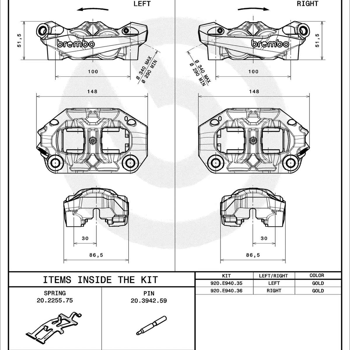 Brembo Remklauw Hypure Prime 100 mm 920E94035