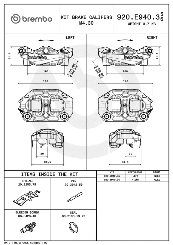 Brembo Remklauw Hypure Prime 100 mm 920E94035