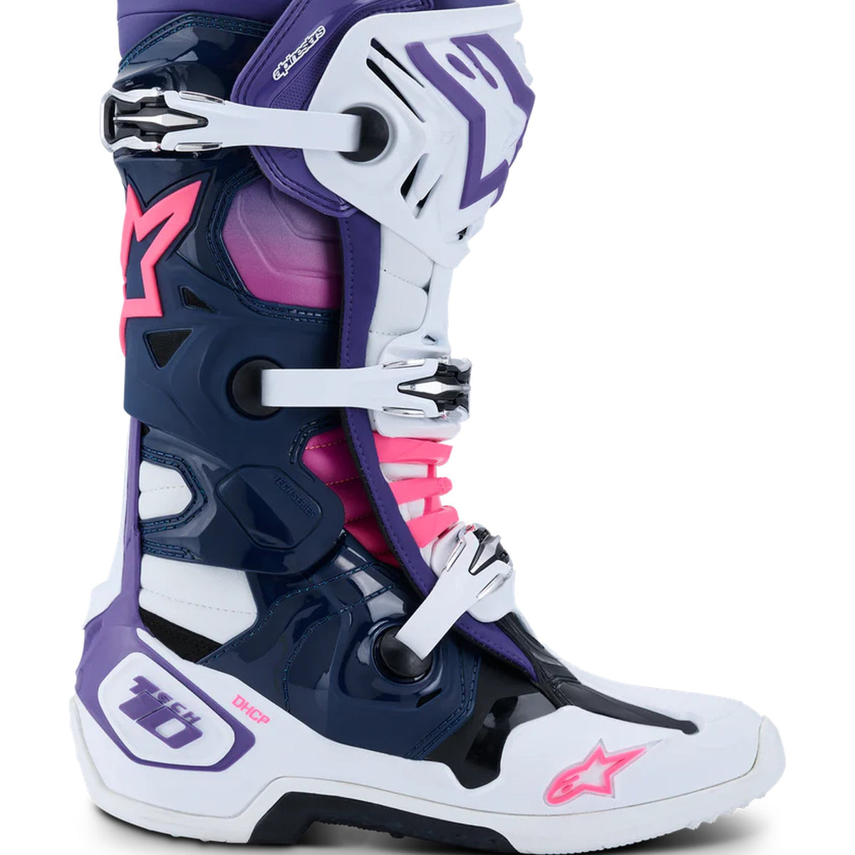 Alpinestars Tech 10 White/Violet/Fluorescent Pink Motocross Boots