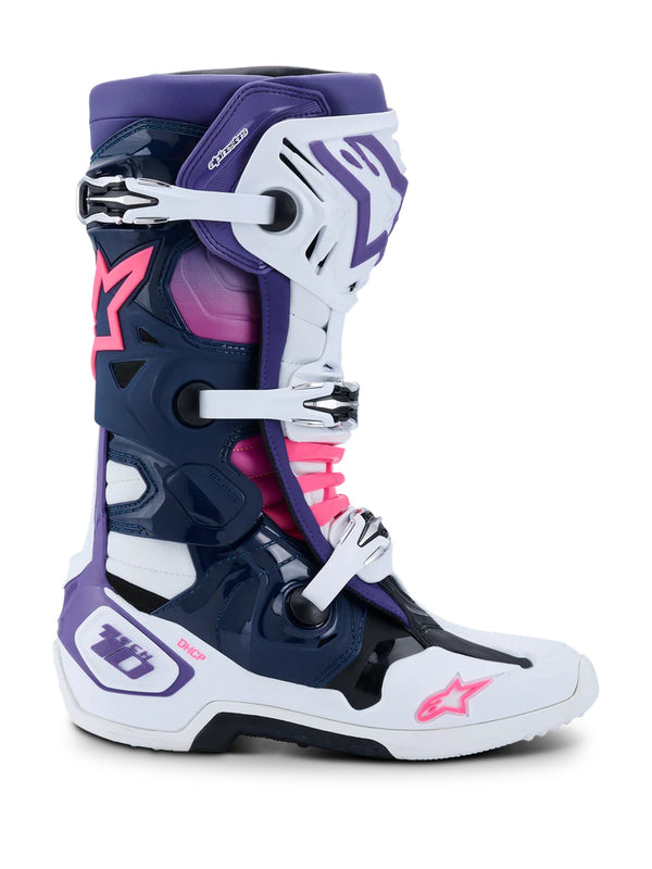 Alpinestars Tech 10 White/Violet/Fluorescent Pink Motocross Boots