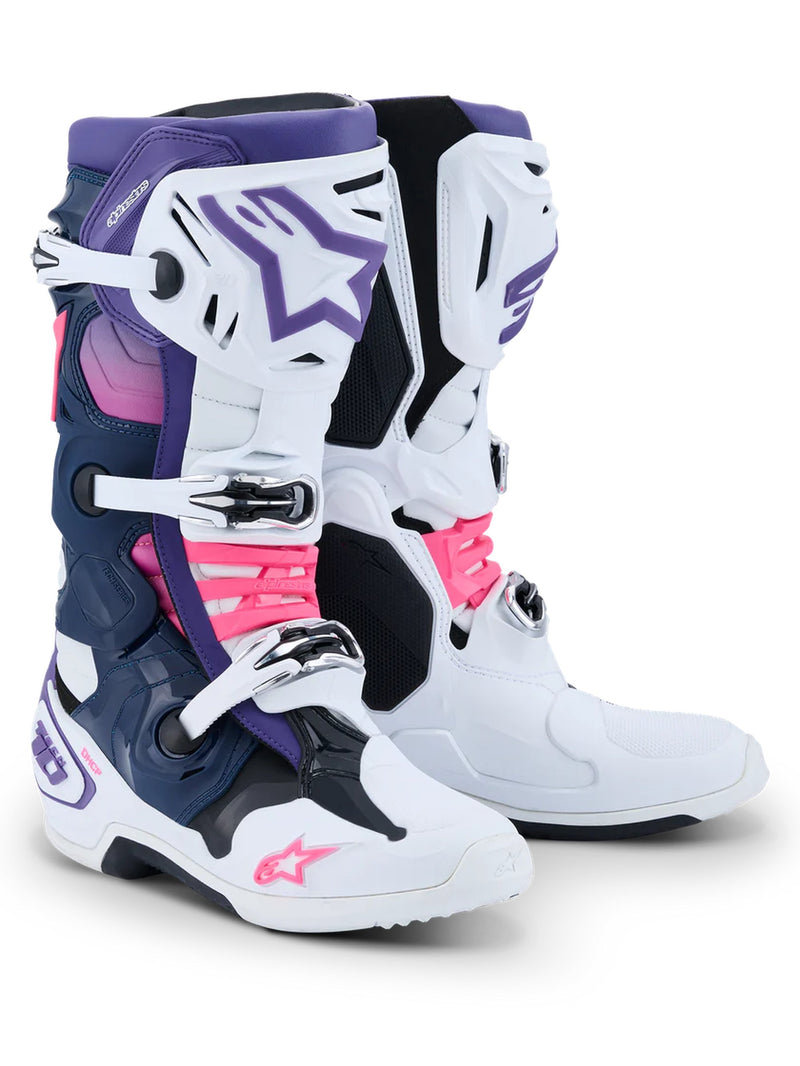 Alpinestars Tech 10 White/Violet/Fluorescent Pink Motocross Boots