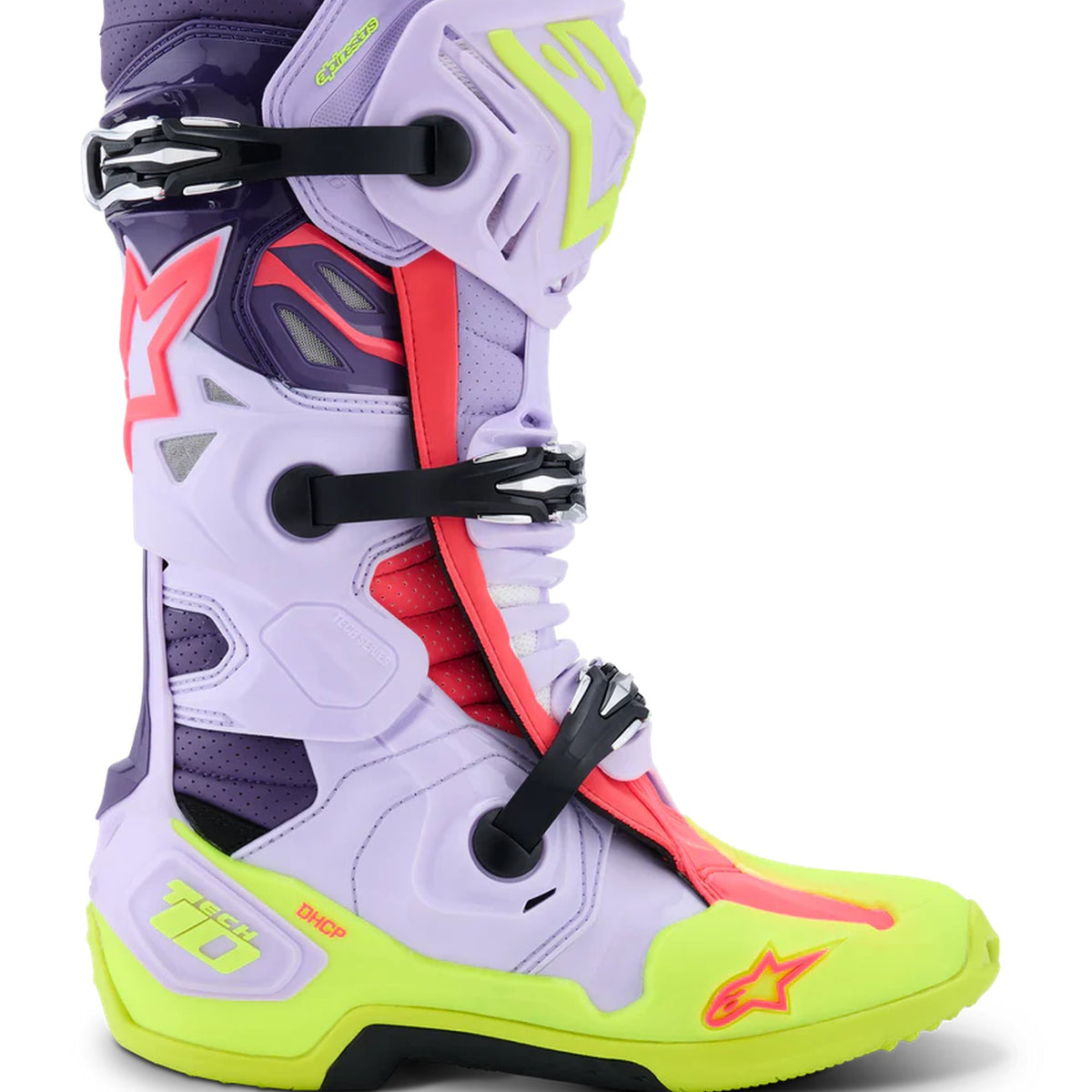 Alpinestars Vented Tech 10 Purple/Fluo Yellow/Pink Motocross Boots