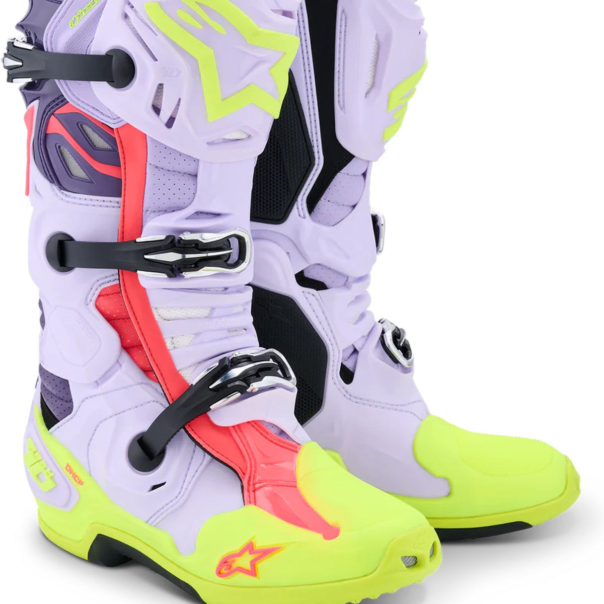 Alpinestars Vented Tech 10 Purple/Fluo Yellow/Pink Motocross Boots