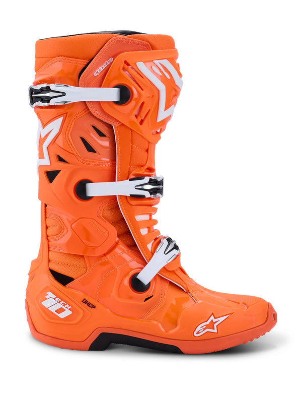 Alpinestars Vented Tech 10 Fluorescent Orange/White Motocross Boots