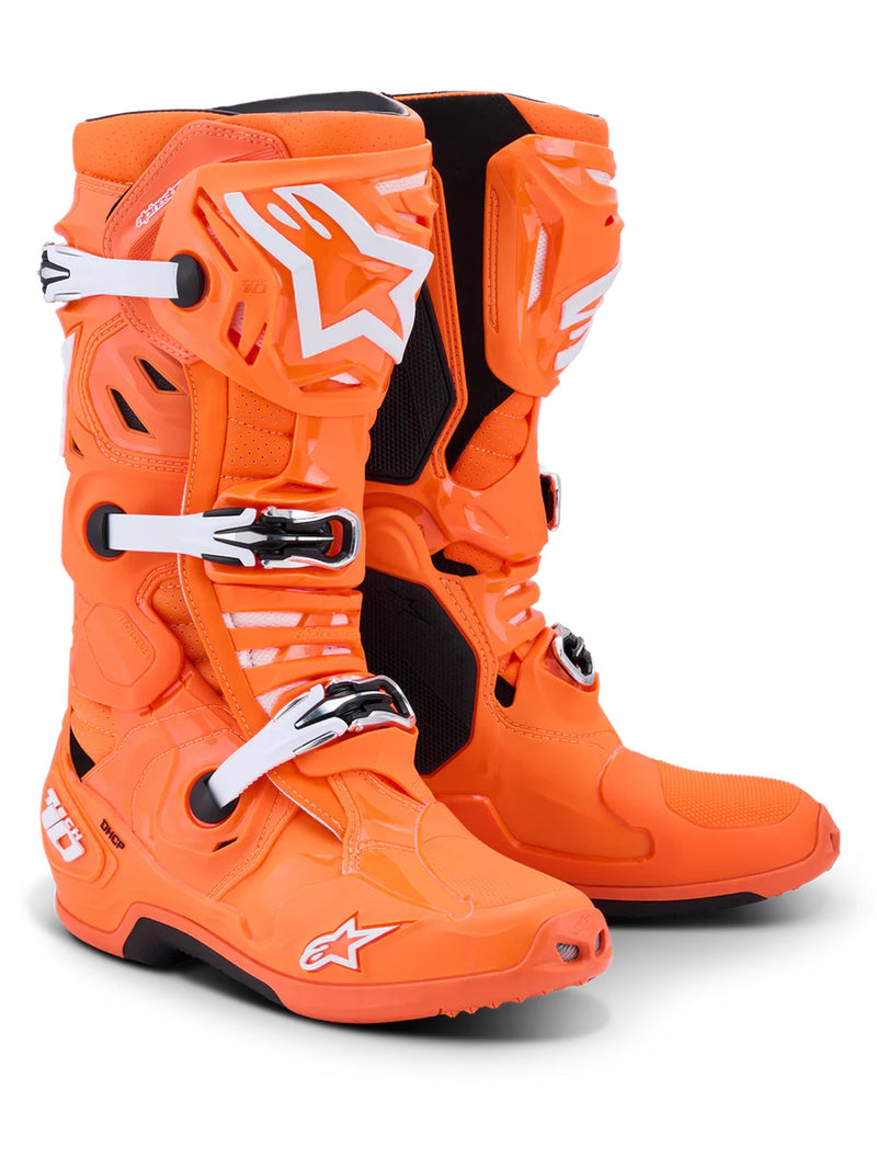 Alpinestars Vented Tech 10 Fluorescent Orange/White Motocross Boots