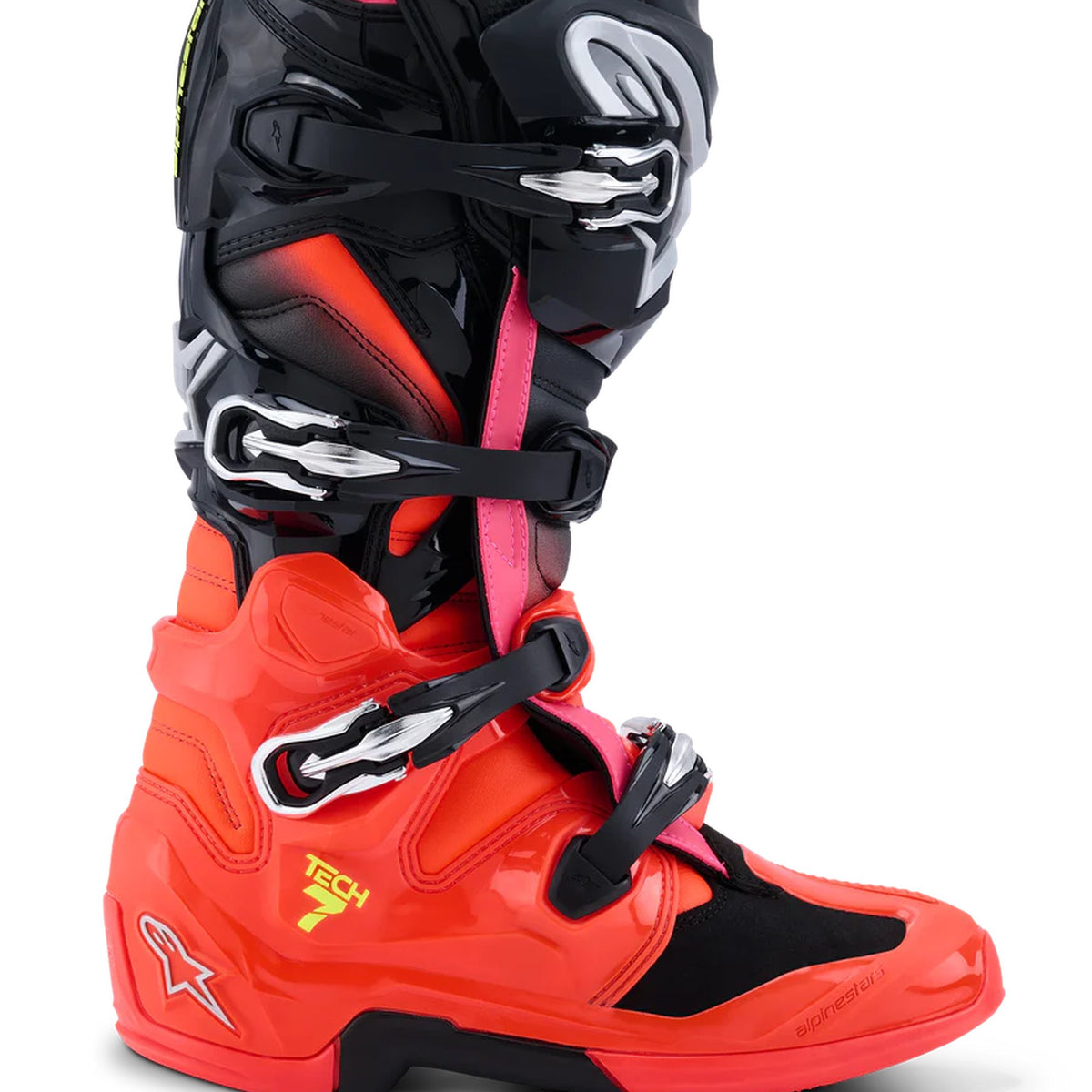 Alpinestars Tech 7 Black/Fluo Red/Fluo Pink Motocross Boots