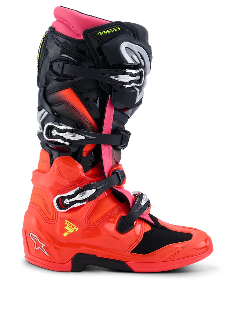 Alpinestars Tech 7 Black/Fluo Red/Fluo Pink Motocross Boots