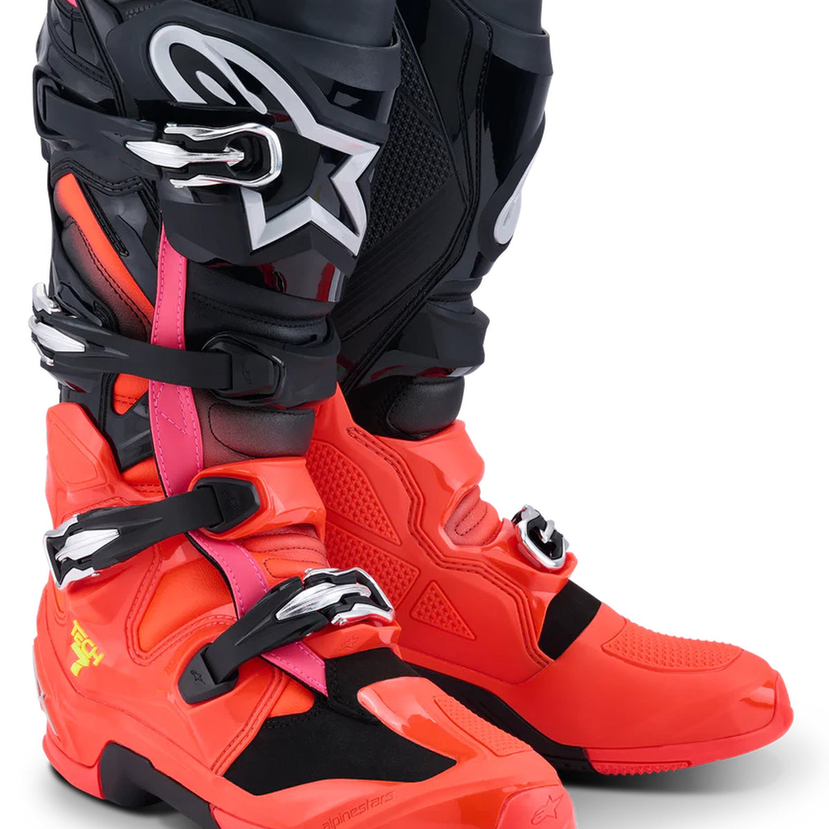 Alpinestars Tech 7 Black/Fluo Red/Fluo Pink Motocross Boots