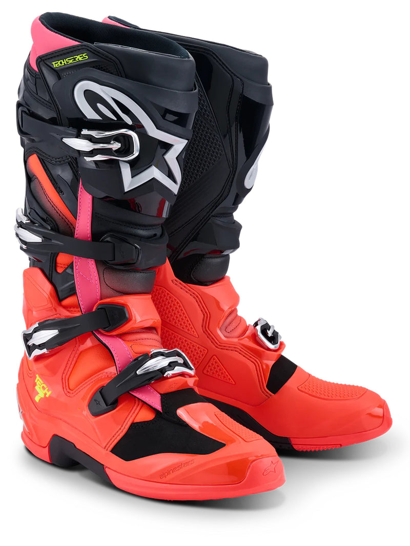 Alpinestars Tech 7 Black/Fluo Red/Fluo Pink Motocross Boots