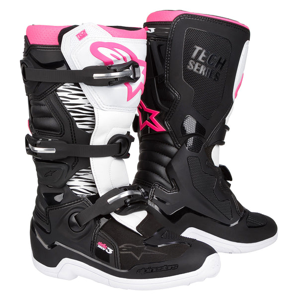 Alpinestars Stella Tech 3 Black/White/Pink Motocross Boots