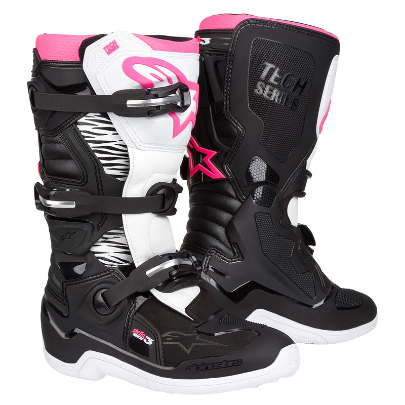 Alpinestars Stella Tech 3 Black/White/Pink Motocross Boots