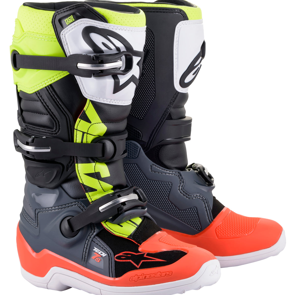 Alpinestars Tech 7s Junior Green/Red/Yellow Fluo Motocross Boots
