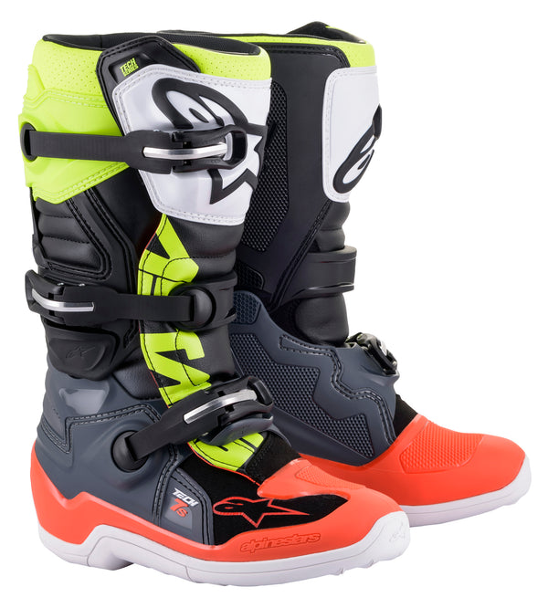 Alpinestars Tech 7s Junior Green/Red/Yellow Fluo Motocross Boots