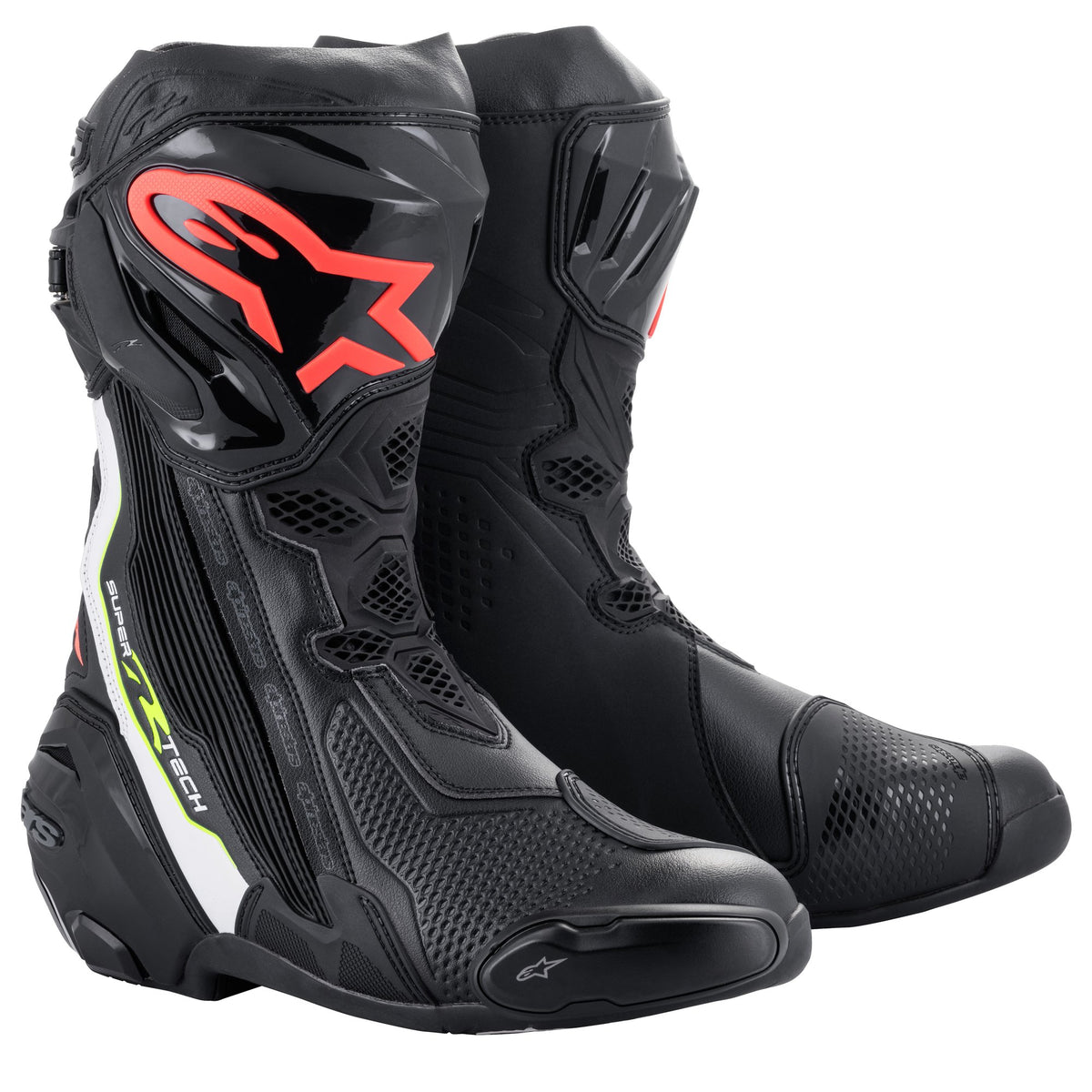 Alpinestars Supertech R v2 Schwarz/Weiß/Rot/Gelb Motorradstiefel