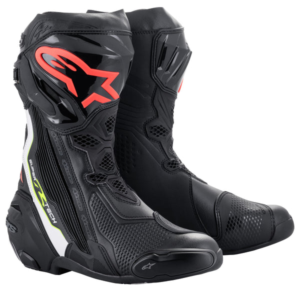 Alpinestars Supertech R v2 Schwarz/Weiß/Rot/Gelb Motorradstiefel