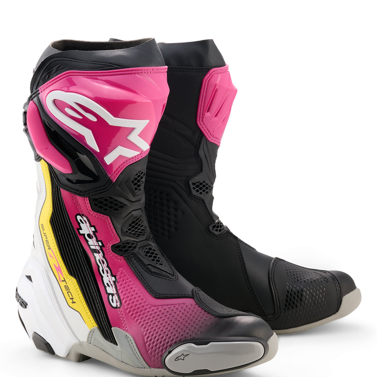 Alpinestars Supertech R v2 Zwart/Roze/Wit/Geel Motorlaarzen