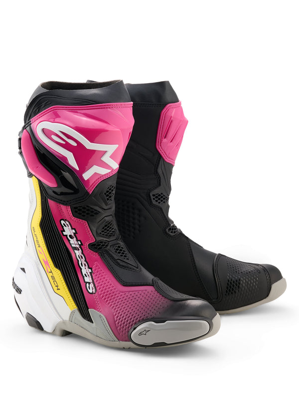 Alpinestars Supertech R v2 Schwarz/Rosa/Weiß/Gelb Motorradstiefel