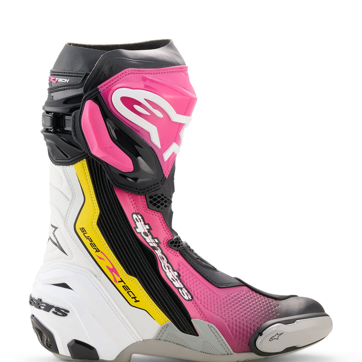 Alpinestars Supertech R v2 Zwart/Roze/Wit/Geel Motorlaarzen