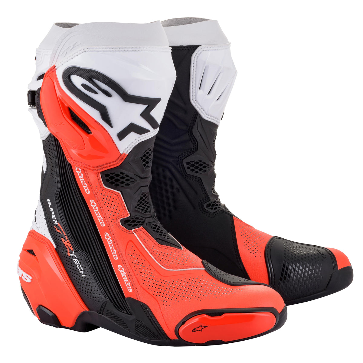 Alpinestars Supertech R Vented v2 Black/White/Fluo Red Motorcycle Boots