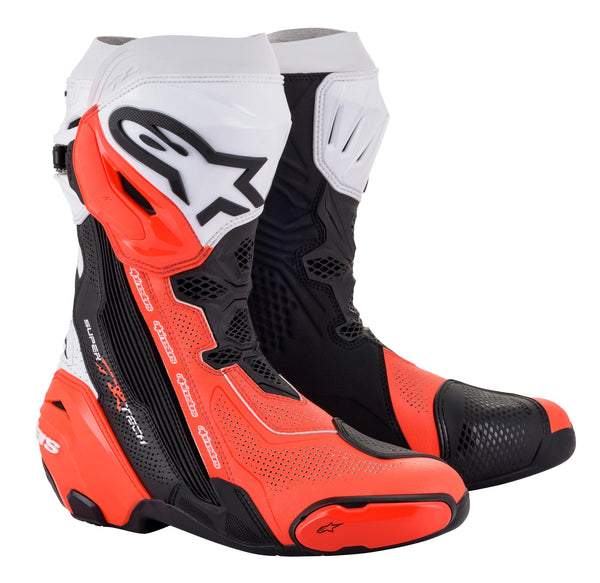 Alpinestars Supertech R Vented v2 Schwarz/Weiß/Fluorot Motorradstiefel