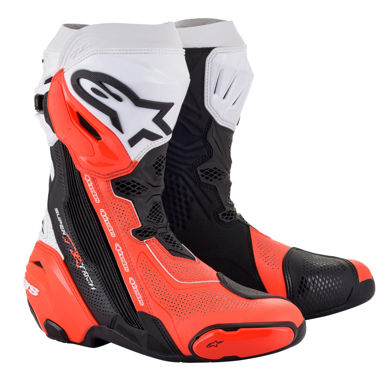 Alpinestars Supertech R Vented v2 Black/White/Fluo Red Motorcycle Boots
