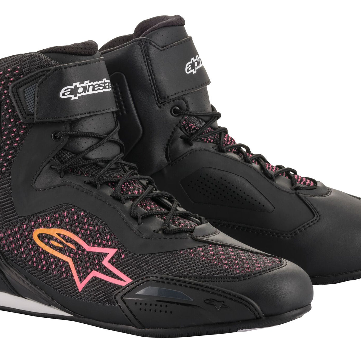 Alpinestars Faster-3 Rideknit Zwart/Geel/Roze Motorlaarzen
