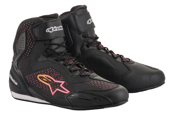 Alpinestars Faster-3 Rideknit Zwart/Geel/Roze Motorlaarzen