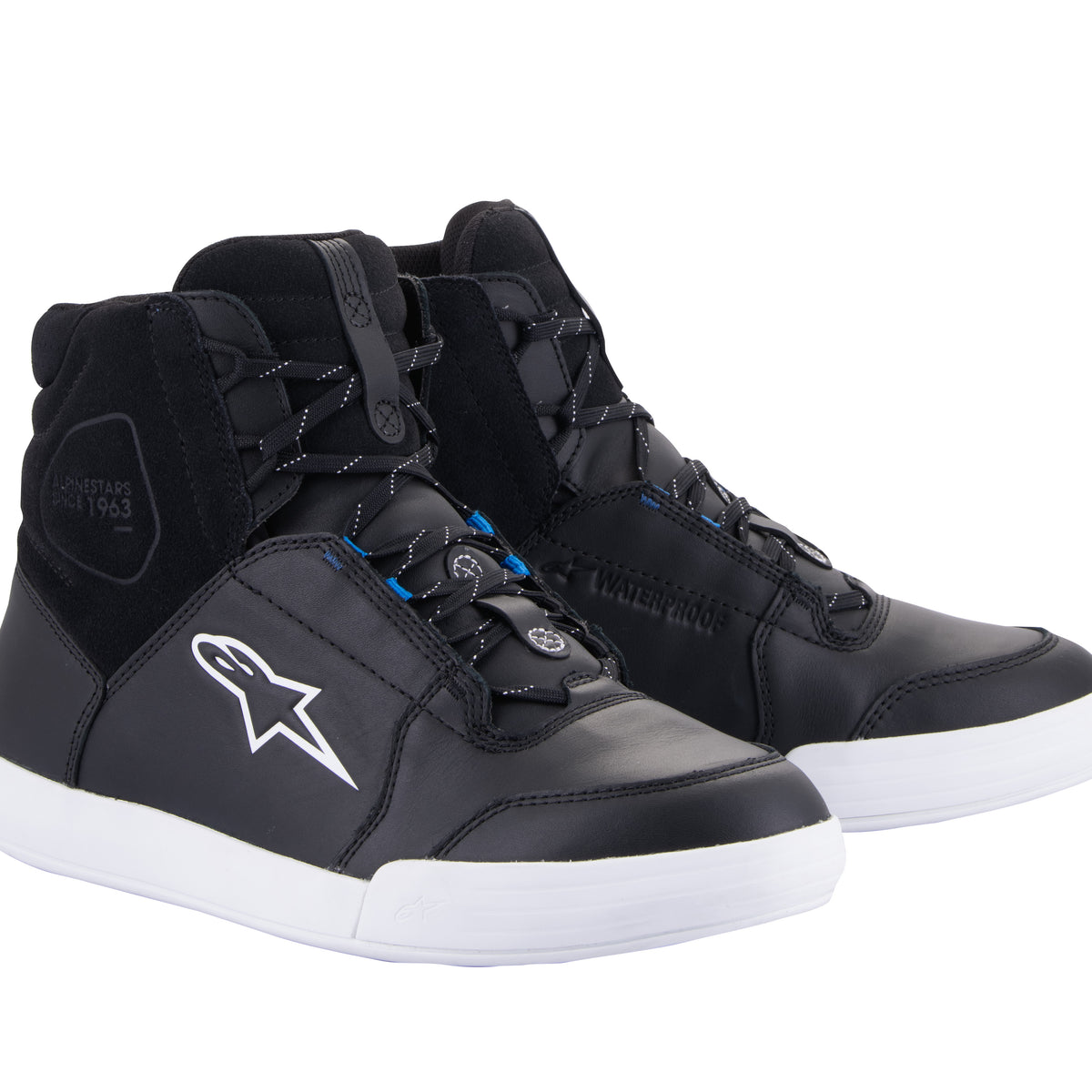 Alpinestars Chrome Waterproof Schwarz/Weiß/Blau Motorradstiefel