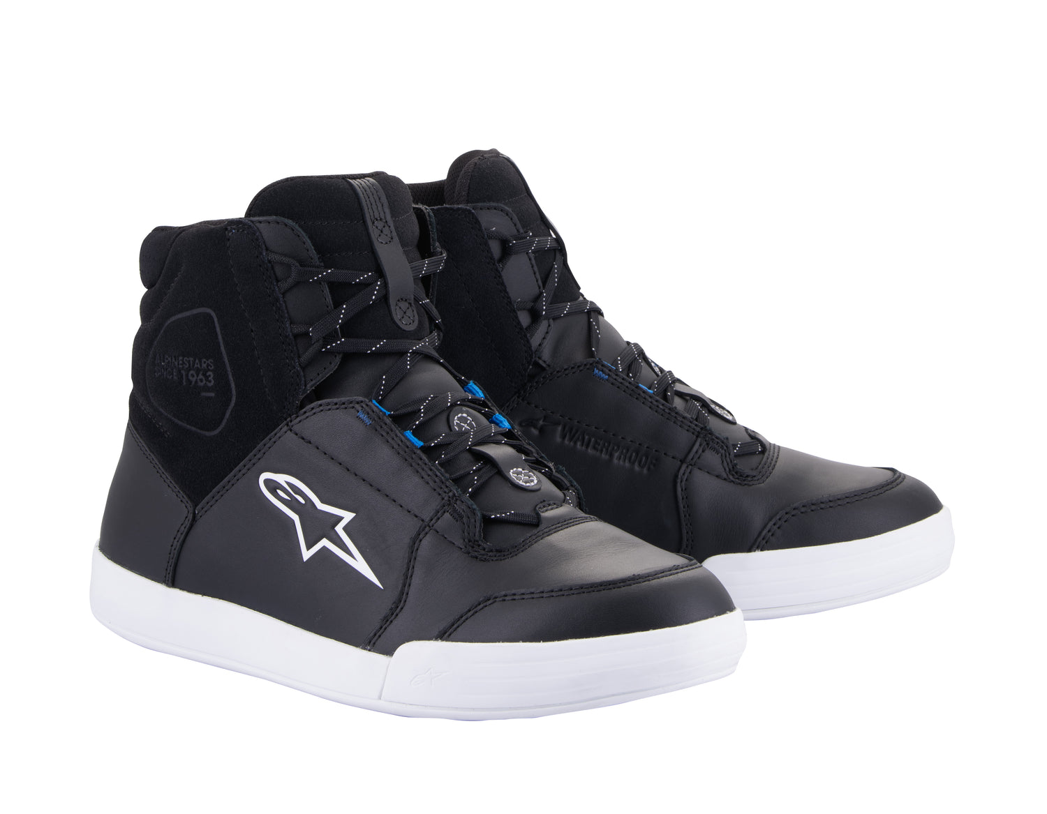 Alpinestars Chrome Waterproof Schwarz/Weiß/Blau Motorradstiefel