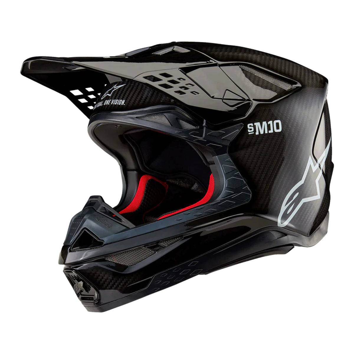 Alpinestars S-M10 2206 Solid Glans Carbon Crosshelm