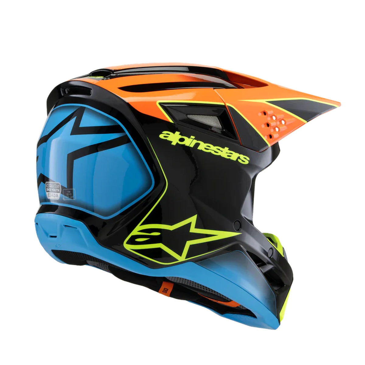 Alpinestars SM3 Youth Fray Schwarz/Orange/Fluor Gelb Crosshelm