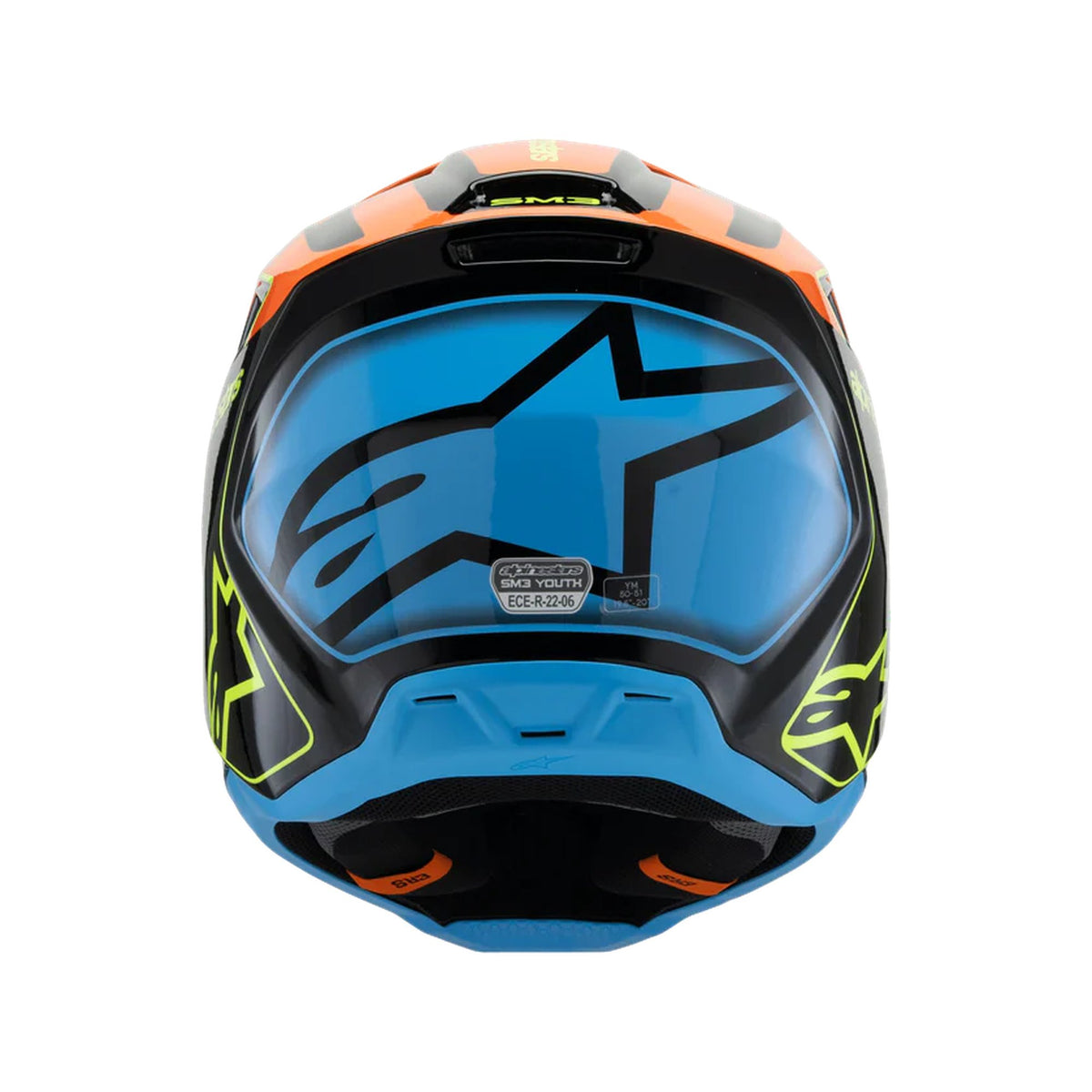 Alpinestars SM3 Youth Fray Schwarz/Orange/Fluor Gelb Crosshelm