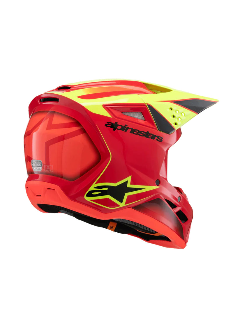 Alpinestars SM3 Youth Fray Rood/Fluogeel/Zwart Crosshelm