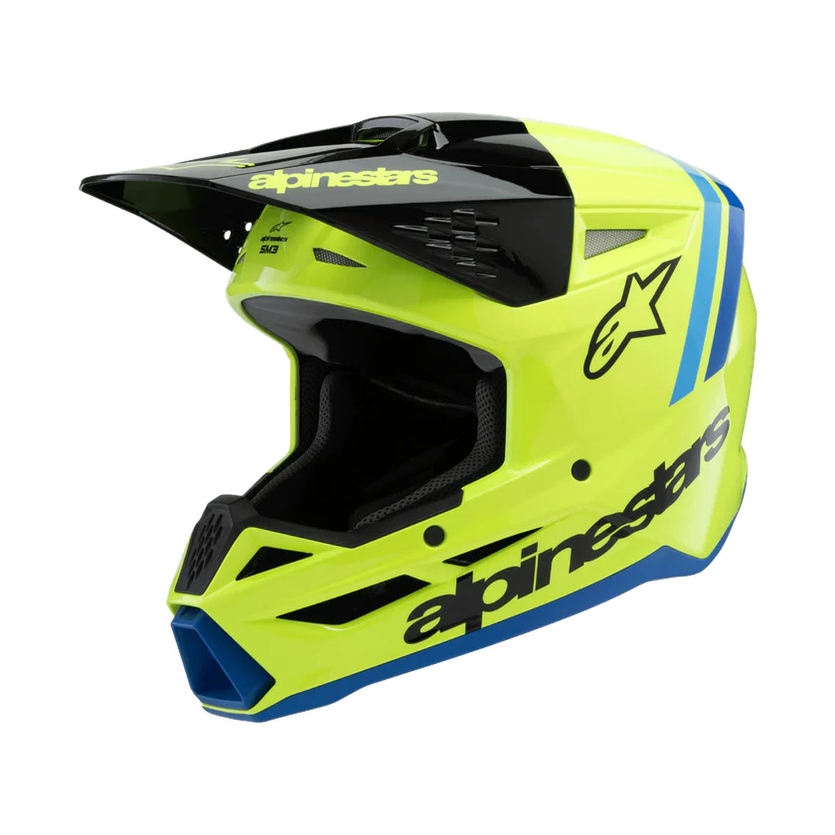 Alpinestars SM3 Youth Radium Fluogeel/Zwart/Blauw Crosshelm
