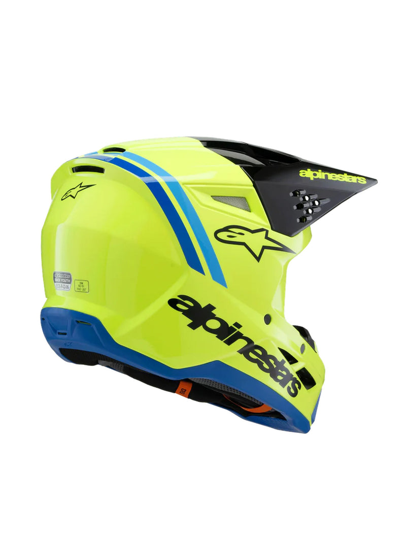 Alpinestars SM3 Youth Radium Fluogeel/Zwart/Blauw Crosshelm