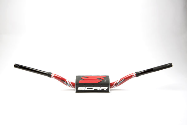Scar O² Stuur Ø28,6 mm hoog Stuur rood, Stuurkussen zwart