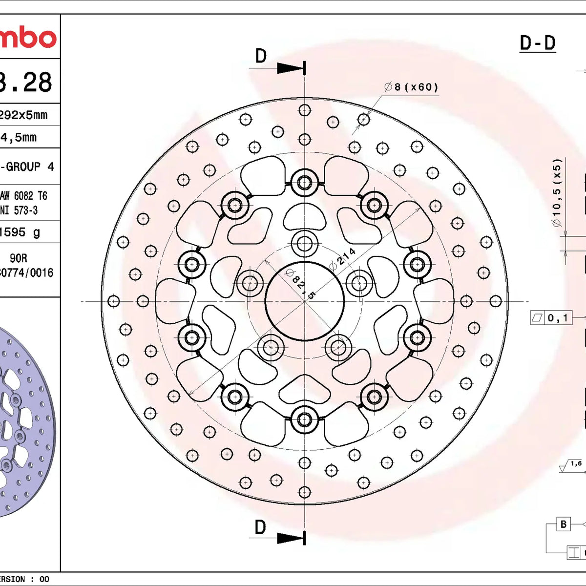 Brembo Serie Oro remschijf Harley-Davidson 78B40828